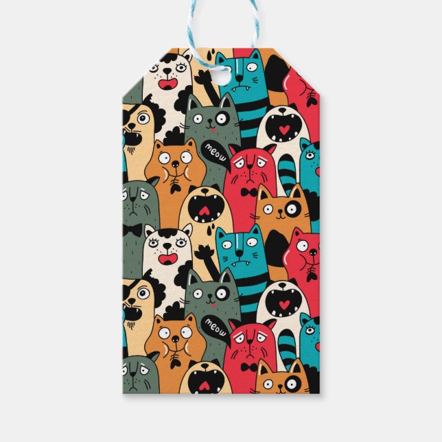 Etiqueta Para Presente A multidão de gatos (Frente)