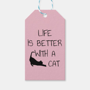 Etiqueta Para Presente A Vida É Melhor Com Um Gato - Amantes de Gatos