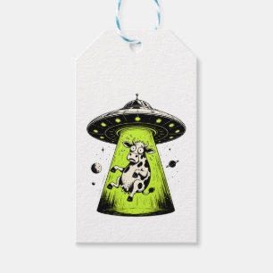 Etiqueta Para Presente Abdução de Vaca Alienígena Weirdcore Surreal