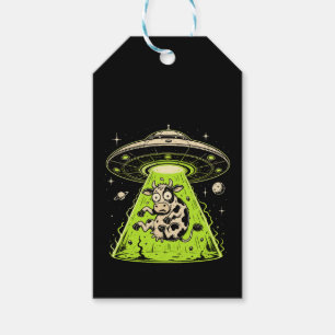 Etiqueta Para Presente Abdução de Vaca Alienígena Weirdcore Surreal