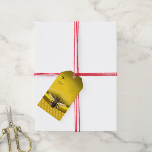 ETIQUETA PARA PRESENTE ABELHA DE MEL, SEGURADOR MONOGRAMA DE SELO DE CERA