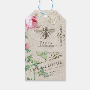 Etiqueta Para Presente Abelhas Francesas e Flor Personalizadas