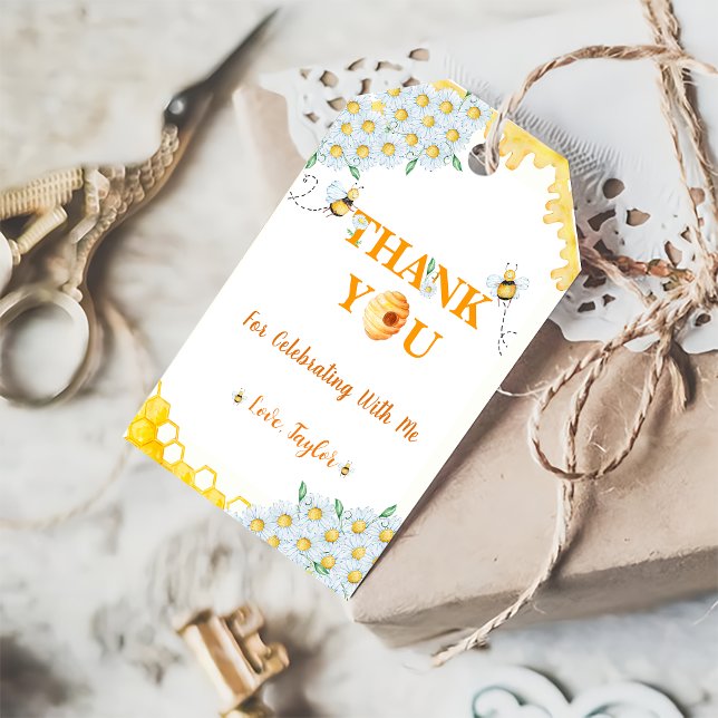 Etiqueta Para Presente Abelhas Obrigado Marque Aniversário (Criador carregado)