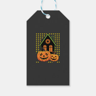 Etiqueta Para Presente Abóbora de Halloween Casa Assombrada Estrela Fofa
