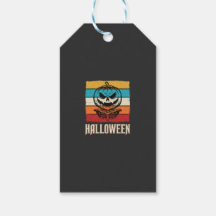 Etiqueta Para Presente Abóbora de Halloween Caveira Retro Vintage