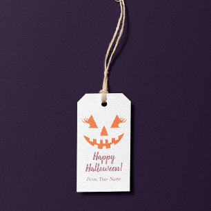 Etiqueta Para Presente Abóbora de Halloween Personalizada Feliz Jack O La