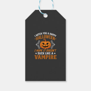 Etiqueta Para Presente Abóbora de Vampiro de Halloween Engraçado