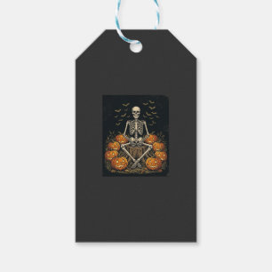 Etiqueta Para Presente Abóbora Esqueleto de Halloween Design Vintage Retr