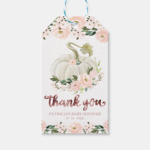 Etiqueta Para Presente Abóbora Floral Rosa Obrigada Gif Chás de Bebê de O
