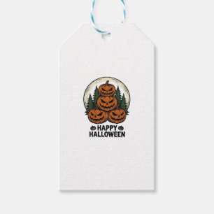 Etiqueta Para Presente Abóbora Vintage Halloween Jack O Lantern Floresta 