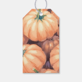 Etiqueta Para Presente Abóboras Aquarela Dia de Ação de Graças Halloween