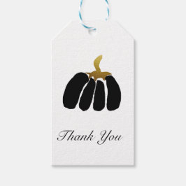 Etiqueta Para Presente Abóboras Estilizadas em Preto, Branco e Dourado