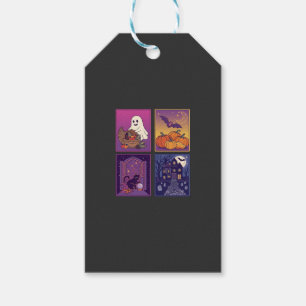 Etiqueta Para Presente Abóboras Fantasmas de Halloween Casa Assombrada Ga