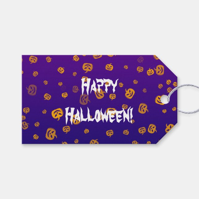 Etiqueta Para Presente Abóboras Jack do Halloween (Frente (horizontal))