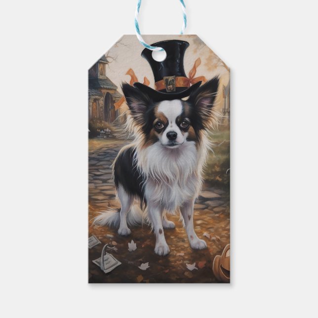 Etiqueta Para Presente Abóboras Papillon Halloween Assustadoras (Frente)