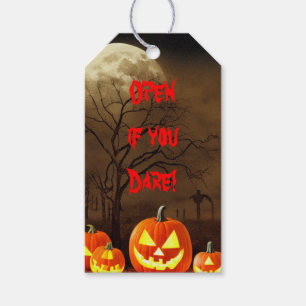 Etiqueta Para Presente Abra se você ousar Presente de Halloween Cemitério