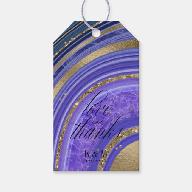 Etiqueta Para Presente Abstrato Agate Wedding Obrigados Midnight ID827 (Frente)