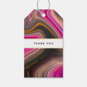 Etiqueta Para Presente Abstrato cor-de-rosa e preto com espirros Dourados