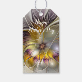 Etiqueta Para Presente Abstrato da Fantasia Colorida Flor Moderno Fractal