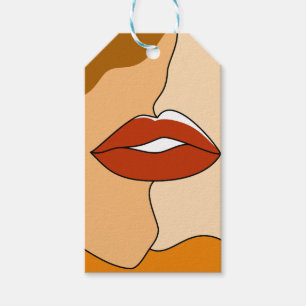 Etiqueta Para Presente Abstrato de Casal de beijos minimalista Vintage