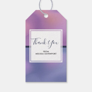 Etiqueta Para Presente Abstrato de giro roxo e rosa moderno obrigado