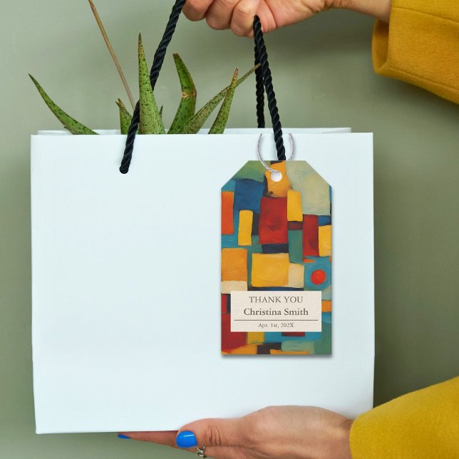 Etiqueta Para Presente Abstrato Geométrico Retirement - Obrigado (Abstract Geometric Retirement Party Thank You Gift Tags)