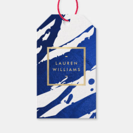 Etiqueta Para Presente Abstrato Indigo Blue Brushstrokes Único