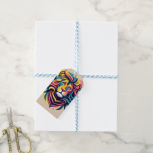 Etiqueta Para Presente Abstrato Lion Head Art