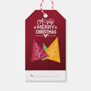 Etiqueta Para Presente Abstrato Moderna Árvore de Natal Design