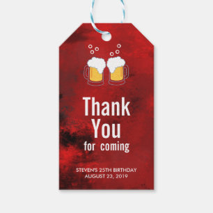 Etiqueta Para Presente Abstrato moderno do vermelho com aniversário das