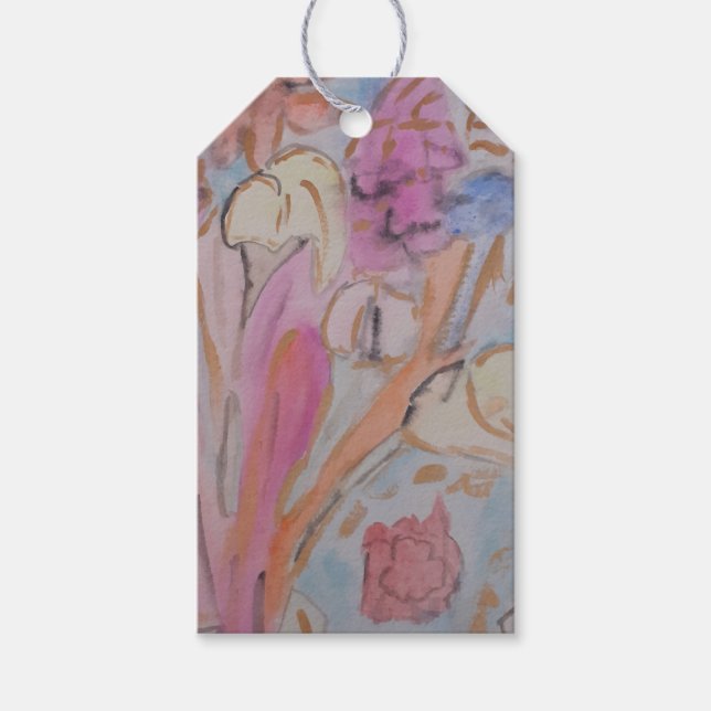 Etiqueta Para Presente Abstrato Pastel Floral (Frente)
