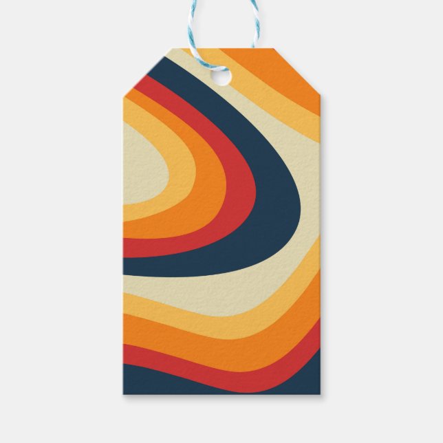 Etiqueta Para Presente Abstrato retro style waves design (Frente)