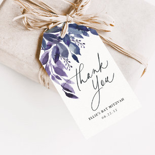 Etiqueta Para Presente Abundant Foliage Violet Botanical Obrigado
