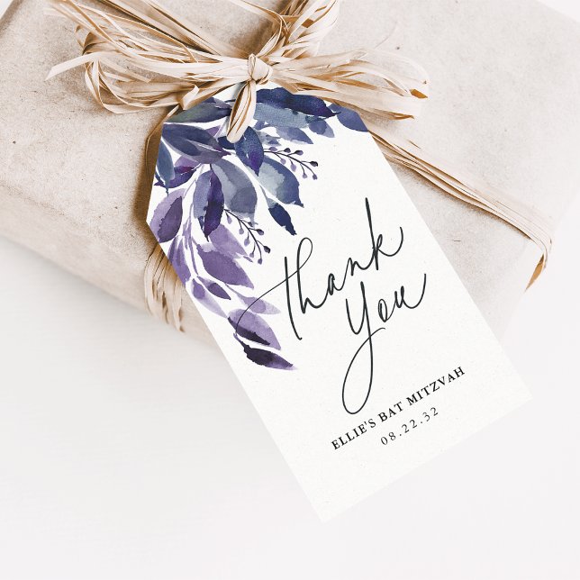 Etiqueta Para Presente Abundant Foliage Violet Botanical Obrigado (Criador carregado)