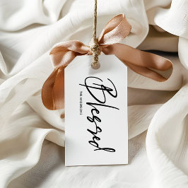 Etiqueta Para Presente Ação de Graças Minimalista Branco "Abençoado"