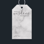 Etiqueta Para Presente Aconselhamento sobre Casamento de Script Moderno e<br><div class="desc">Adicione um toque pessoal ao seu casamento com um moderno guião de casamento e um cartão de etiqueta de desejos. Este cartão de conselho apresenta o título 'palavras de sabedoria' com detalhes no script de cinza e no estilo de fonte sans serif em fundo de mármore branco. Perfeito para casamento,...</div>