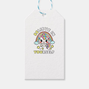 Etiqueta Para Presente Acredite Em Si Mesmo, Unicórnio Mensagem Positiva