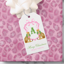 Etiqueta Para Presente Acrilica Préppy Natal Leopardo Monograma Crista