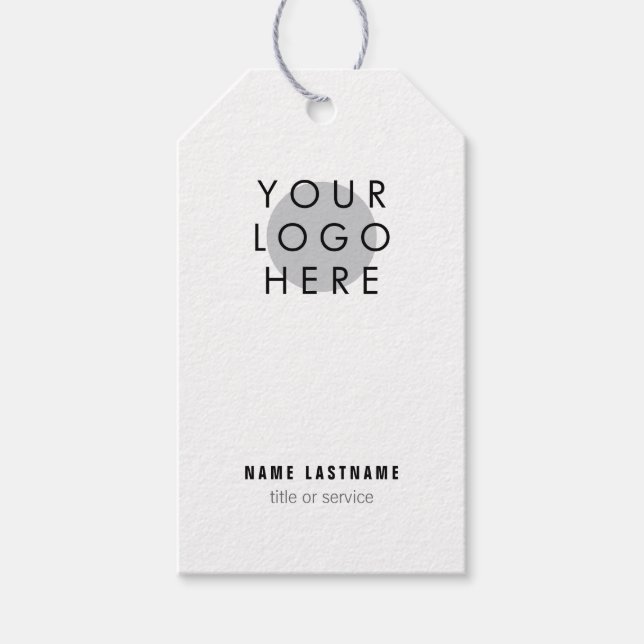 Etiqueta Para Presente Add Logo Minimalist Black White Business Card (Frente)
