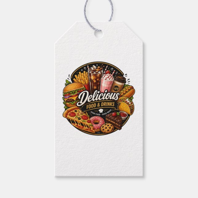 Etiqueta Para Presente Adesivo de Comida & Bebidas Deliciosas para Amante (Frente)