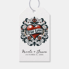 Etiqueta Para Presente Adesivo de Tatuagem de Coração de Amor Verdadeiro