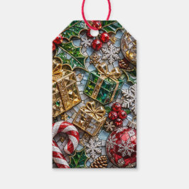 Etiqueta Para Presente Adesivo Mosaico de Natal Luxuoso Super 3D