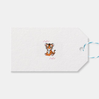 Etiqueta Para Presente Adesivo🐯Arte de Bebê Tigre com Borboletas Rosas -
