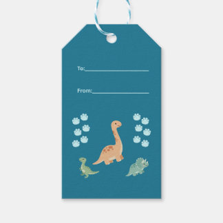 Etiqueta Para Presente Adesivos de Favor de Festa do Dinossauro Aqua Fofo