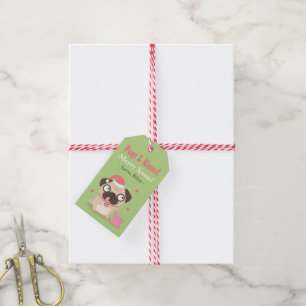 Etiqueta Para Presente Adesivos de Presente Pugs Fofos e Beijos Feliz Nat
