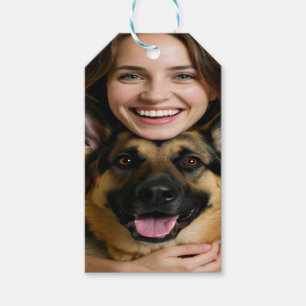 Etiqueta Para Presente Adicionar Foto de Pastor Alemão Personalizar