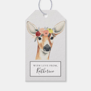 Etiqueta Para Presente Adicionar Seu Nome Flower Crown Forester Deer