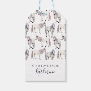 Etiqueta Para Presente Adicione seu conto de fadas conhecido do unicórni