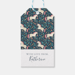 Etiqueta Para Presente Adicione seu nome   Belo padrão de Unicórnio mágic