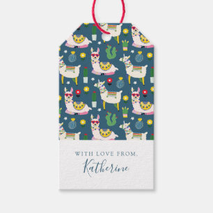 Etiqueta Para Presente Adicione seu nome Lamas Em Padrões De Óculos De